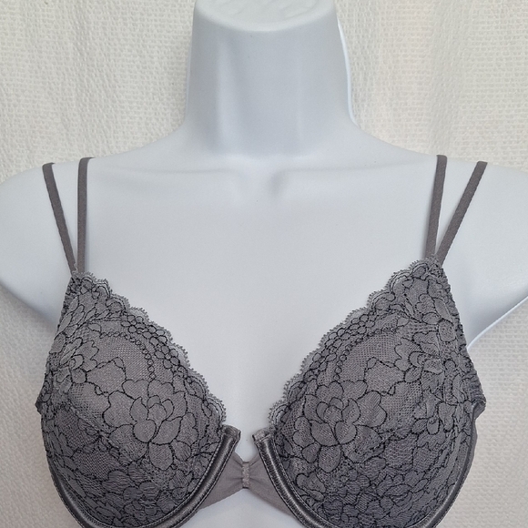 Gray Lace Underwire Bra with Double Straps - Picture 1 of 3